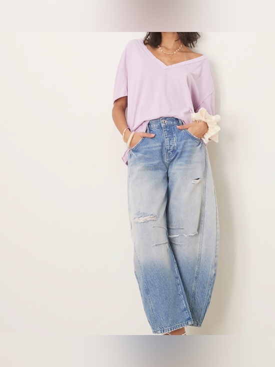 We The Free Tops - We The Free Lavender V-Neck Nina Short Sleeve Tee